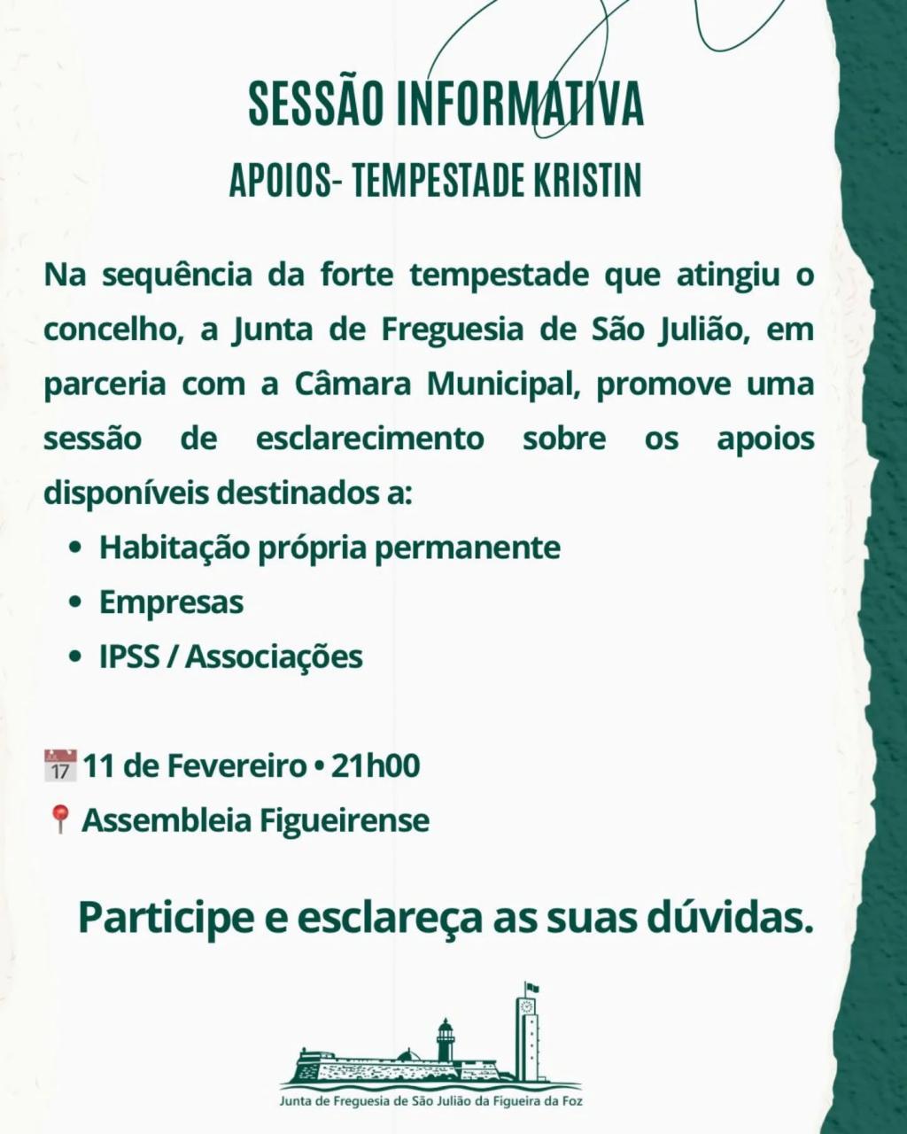 Sess&atilde;o Informativa - Tempestade Kristin